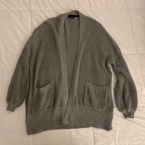 BDG Medium Gray Balloon Sleeve Cardigan